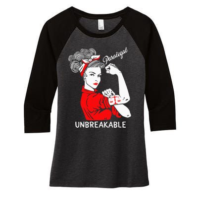 Paralegal Unbreakable Strong Woman Rosie The Riveter Women's Tri-Blend 3/4-Sleeve Raglan Shirt