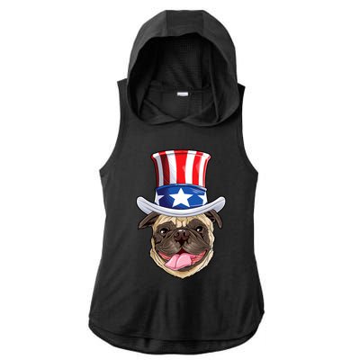 Pug Uncle Sam Shirt 4th Of July Kids Boys American Flag Ladies PosiCharge Tri-Blend Wicking Draft Hoodie Tank