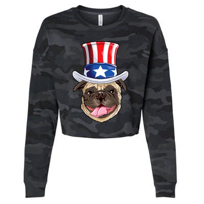 Pug Uncle Sam Shirt 4th Of July Kids Boys American Flag Cropped Pullover Crew