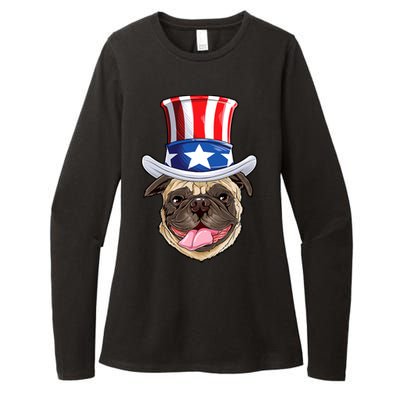 Pug Uncle Sam Shirt 4th Of July Kids Boys American Flag Womens CVC Long Sleeve Shirt