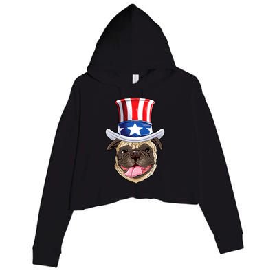 Pug Uncle Sam Shirt 4th Of July Kids Boys American Flag Crop Fleece Hoodie