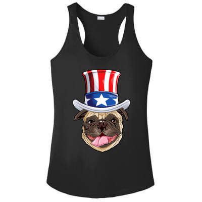 Pug Uncle Sam Shirt 4th Of July Kids Boys American Flag Ladies PosiCharge Competitor Racerback Tank