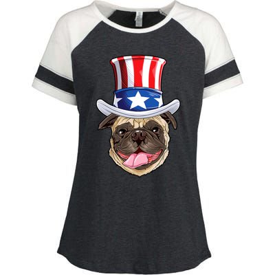 Pug Uncle Sam Shirt 4th Of July Kids Boys American Flag Enza Ladies Jersey Colorblock Tee