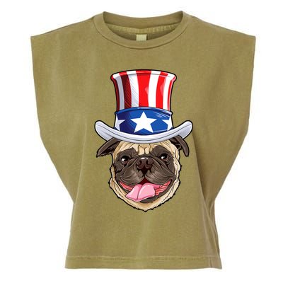 Pug Uncle Sam Shirt 4th Of July Kids Boys American Flag Garment-Dyed Women's Muscle Tee