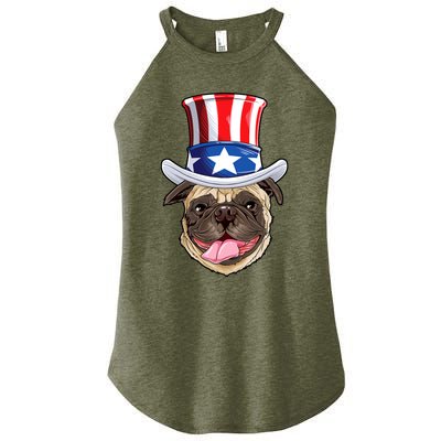 Pug Uncle Sam Shirt 4th Of July Kids Boys American Flag Women's Perfect Tri Rocker Tank