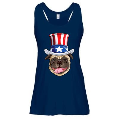 Pug Uncle Sam Shirt 4th Of July Kids Boys American Flag Ladies Essential Flowy Tank