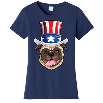 Pug Uncle Sam Shirt 4th Of July Kids Boys American Flag Women's T-Shirt