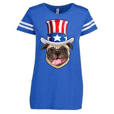 Pug Uncle Sam Shirt 4th Of July Kids Boys American Flag Enza Ladies Jersey Football T-Shirt