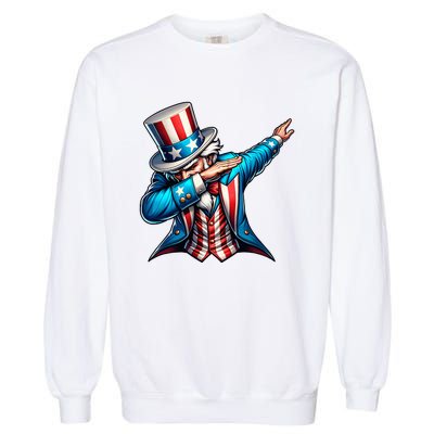 Patriotic Uncle Sam Dabbing 4th Of July American Us Flag Garment-Dyed Sweatshirt