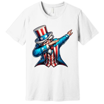 Patriotic Uncle Sam Dabbing 4th Of July American Us Flag Premium T-Shirt