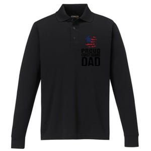 Proud U S Coast Guard Dad Cool Gift Cute Gift Performance Long Sleeve Polo