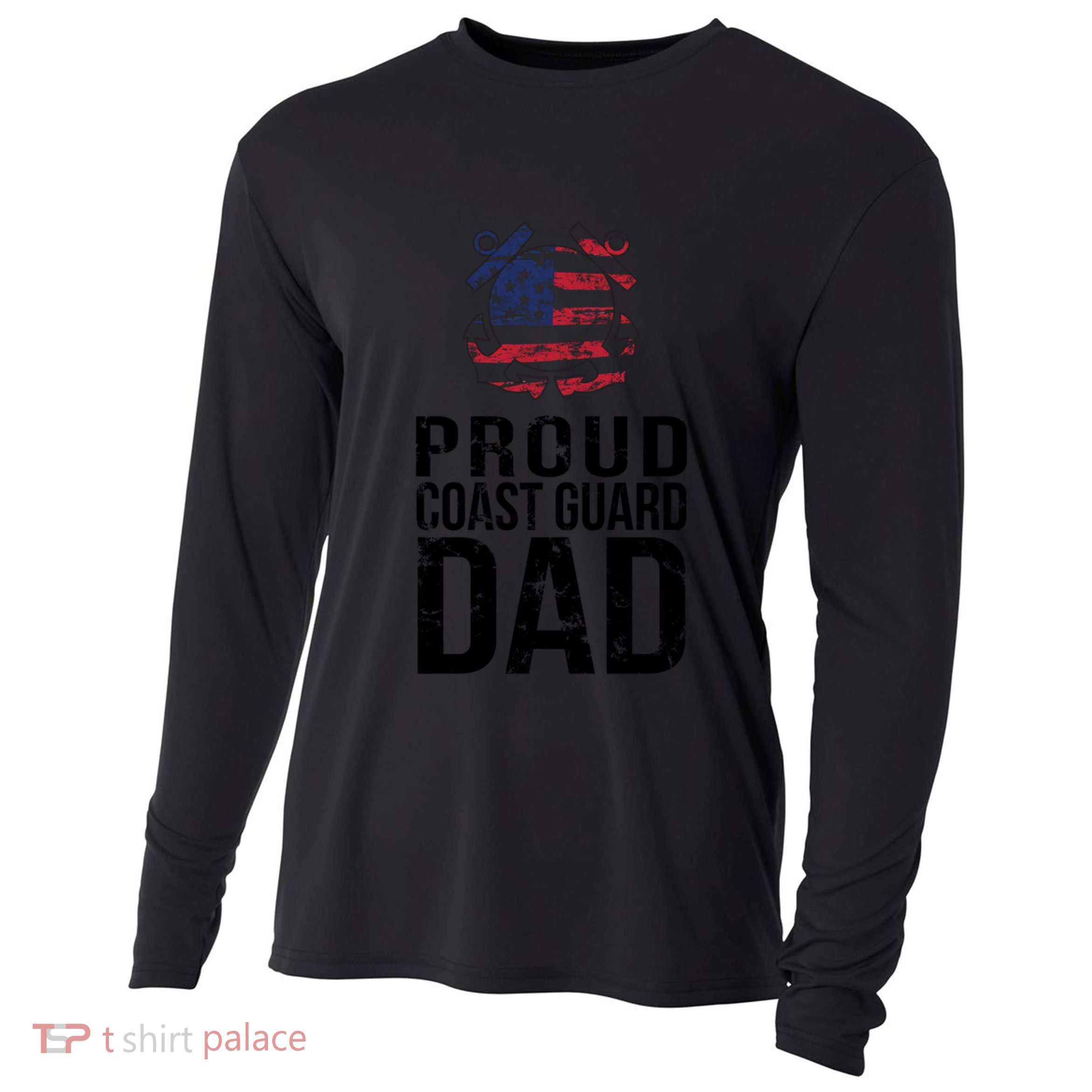 Proud U S Coast Guard Dad Cool Gift Cute Gift Cooling Performance Long Sleeve Crew