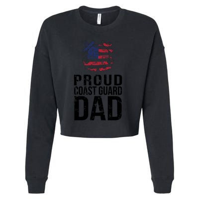 Proud U S Coast Guard Dad Cool Gift Cute Gift Cropped Pullover Crew