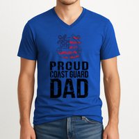 Proud U S Coast Guard Dad Cool Gift Cute Gift V-Neck T-Shirt