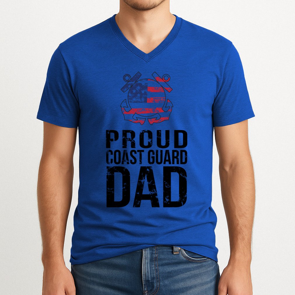 Proud U S Coast Guard Dad Cool Gift Cute Gift V-Neck T-Shirt