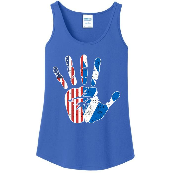 Proud Usa Scotland Handprint Flag American Scottish Heritage Great Gift Ladies Essential Tank