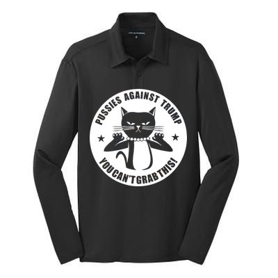 Pussies Against Trump Pussy-Cat You Can't Grab This Silk Touch Performance Long Sleeve Polo