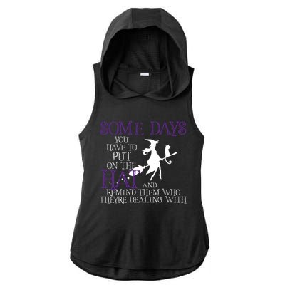 Put On The Hat Funny Witch Halloween Ladies PosiCharge Tri-Blend Wicking Draft Hoodie Tank