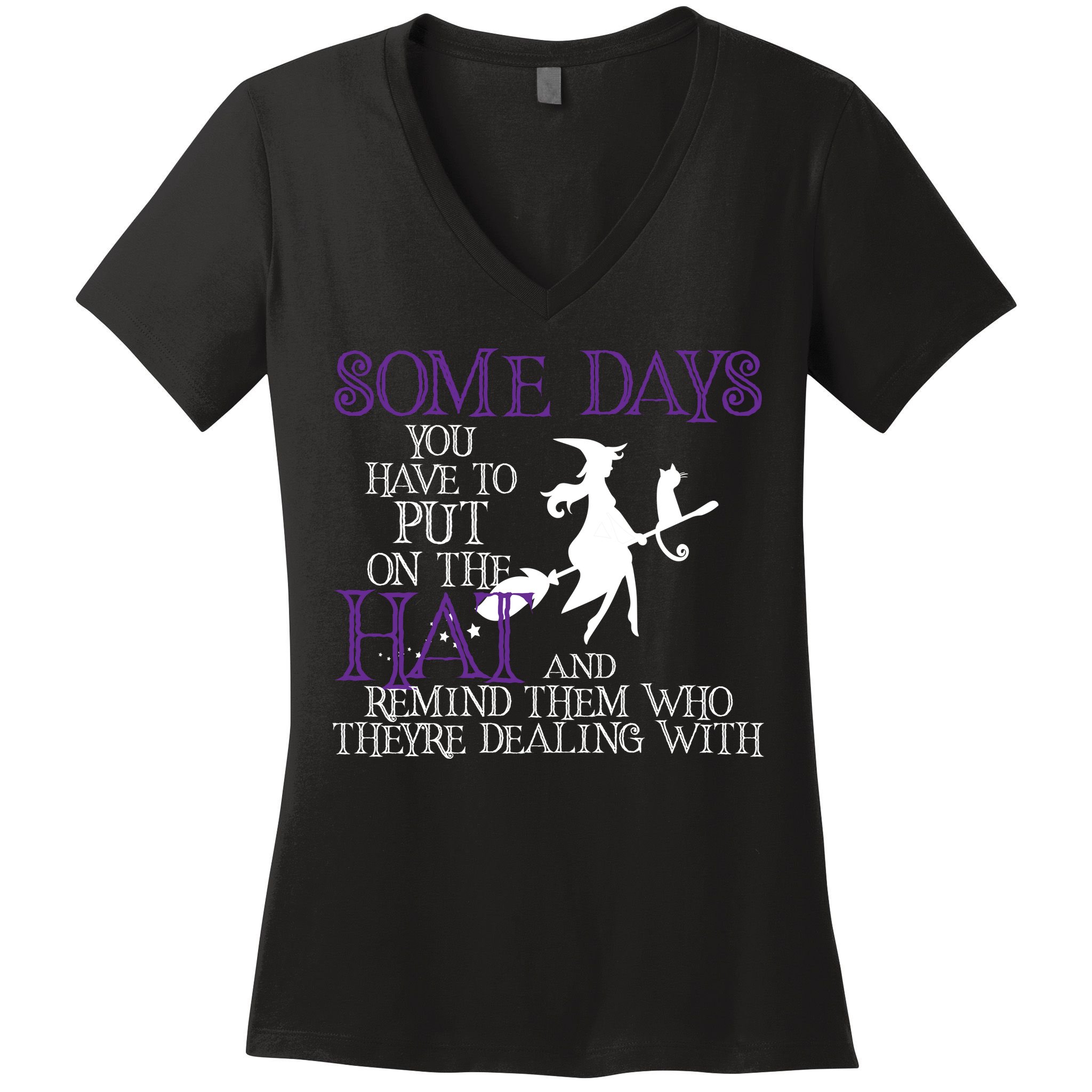 Put On The Hat Funny Witch Halloween Women's V-Neck T-Shirt