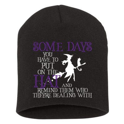 Put On The Hat Funny Witch Halloween Short Acrylic Beanie