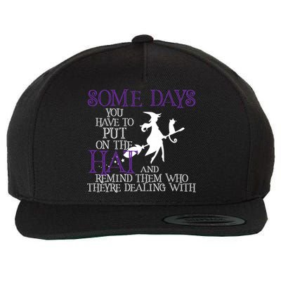 Put On The Hat Funny Witch Halloween Wool Snapback Cap