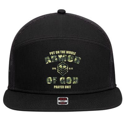 Put On The Whole Armor Of God Prayer Unit 7 Panel Mesh Trucker Snapback Hat