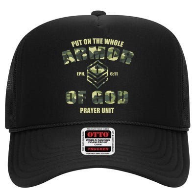 Put On The Whole Armor Of God Prayer Unit High Crown Mesh Back Trucker Hat