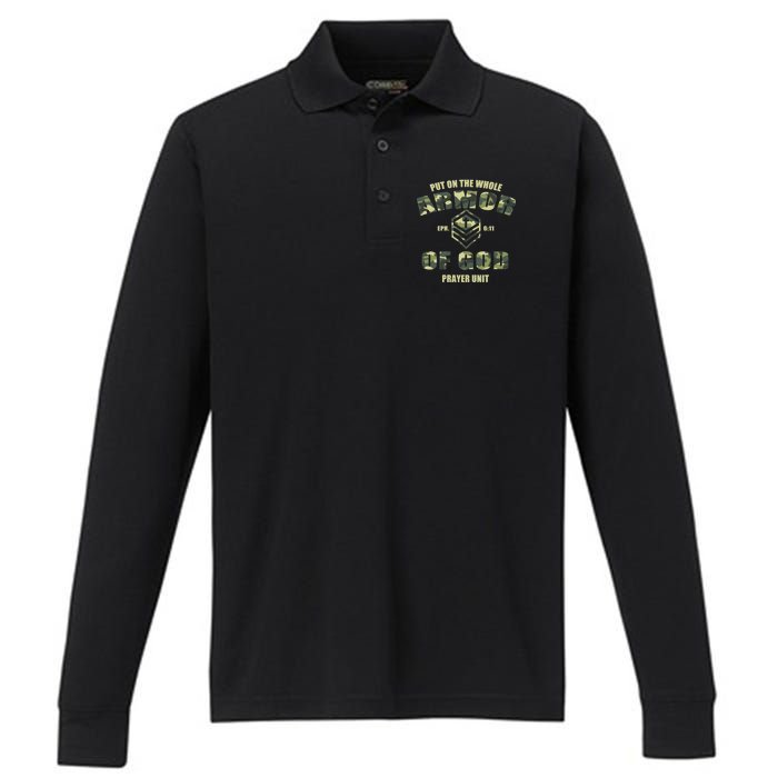 Put On The Whole Armor Of God Prayer Unit Performance Long Sleeve Polo