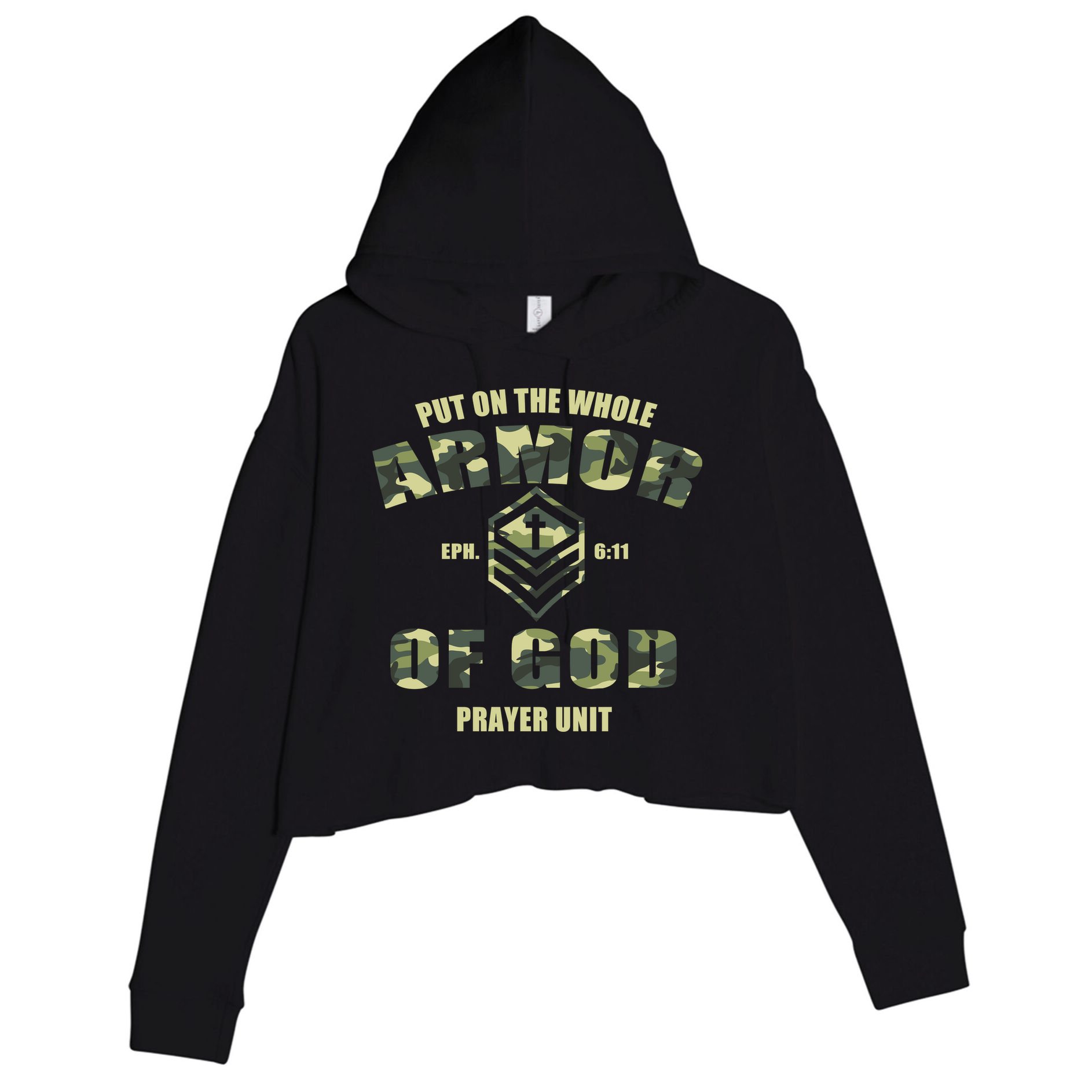 Put On The Whole Armor Of God Prayer Unit Crop Fleece Hoodie