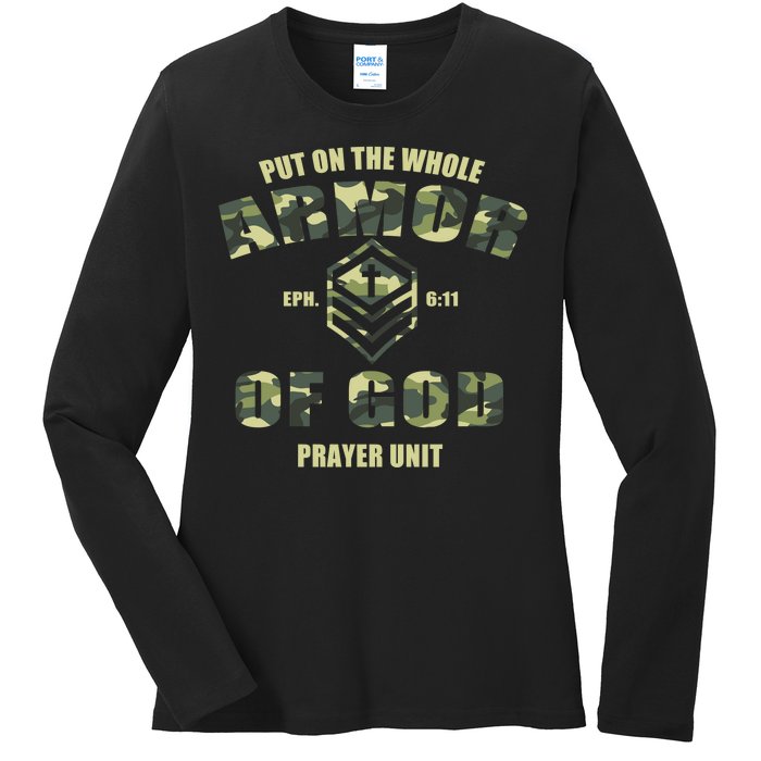 Put On The Whole Armor Of God Prayer Unit Ladies Long Sleeve Shirt