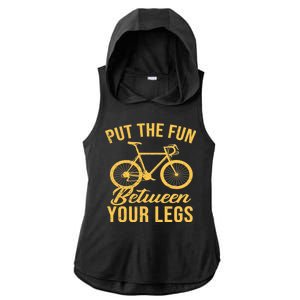 Put The Fun Between Your Legs Ladies PosiCharge Tri-Blend Wicking Draft Hoodie Tank