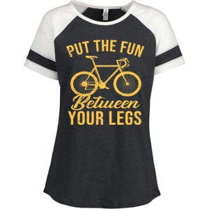 Put The Fun Between Your Legs Enza Ladies Jersey Colorblock Tee