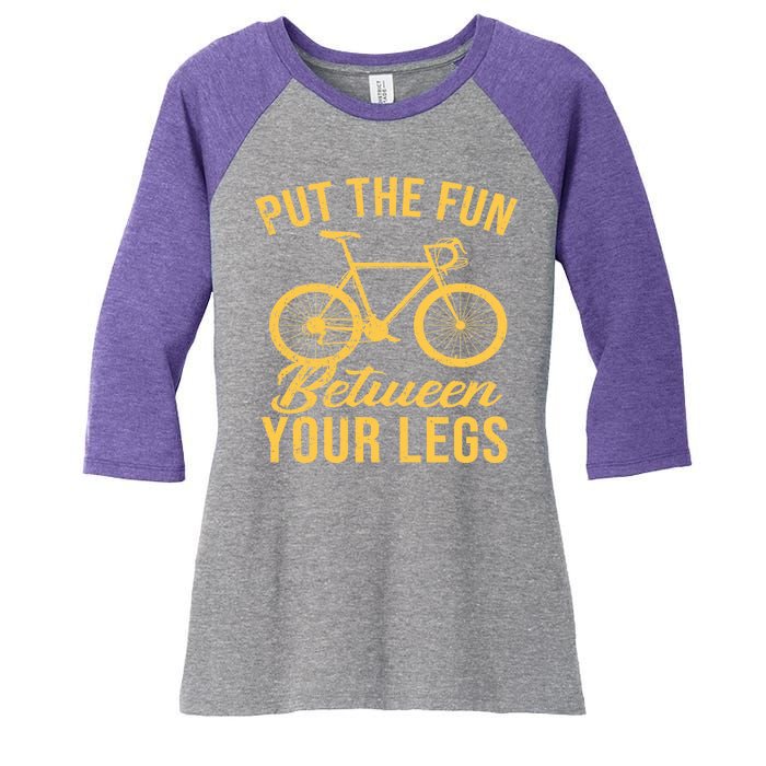 Put The Fun Between Your Legs Women's Tri-Blend 3/4-Sleeve Raglan Shirt