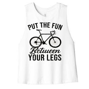 Put The Fun Between Your Legs Women's Racerback Cropped Tank