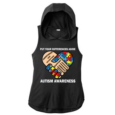 Put Your Differences Aside Autism Awareness Ladies PosiCharge Tri-Blend Wicking Draft Hoodie Tank