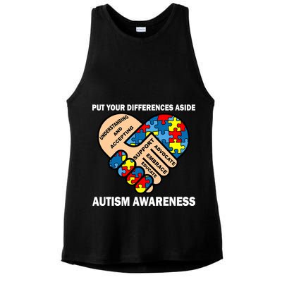 Put Your Differences Aside Autism Awareness Ladies PosiCharge Tri-Blend Wicking Tank