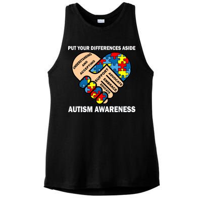 Put Your Differences Aside Autism Awareness Ladies PosiCharge Tri-Blend Wicking Tank