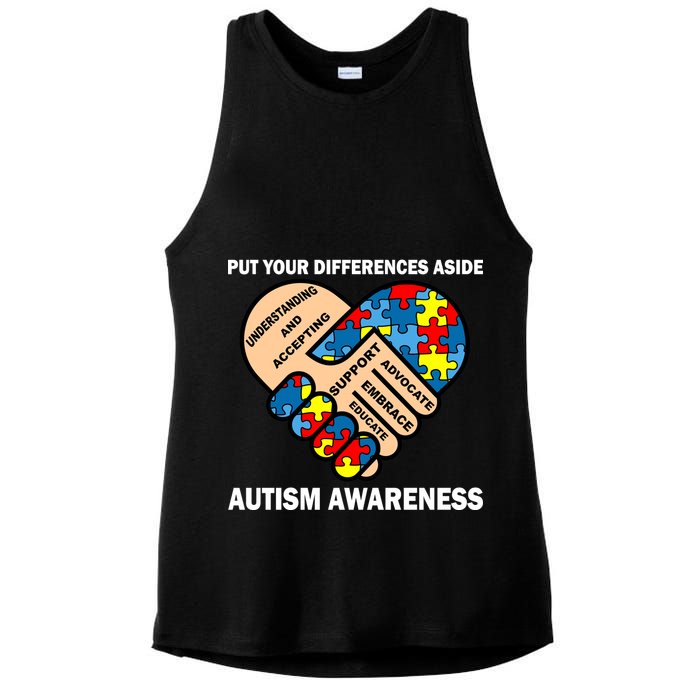Put Your Differences Aside Autism Awareness Ladies PosiCharge Tri-Blend Wicking Tank