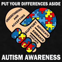 Put Your Differences Aside Autism Awareness Ladies PosiCharge Tri-Blend Wicking Tank