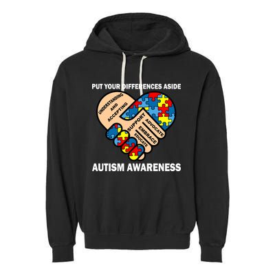 Put Your Differences Aside Autism Awareness Garment-Dyed Fleece Hoodie
