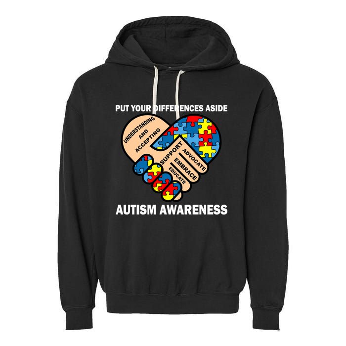 Put Your Differences Aside Autism Awareness Garment-Dyed Fleece Hoodie