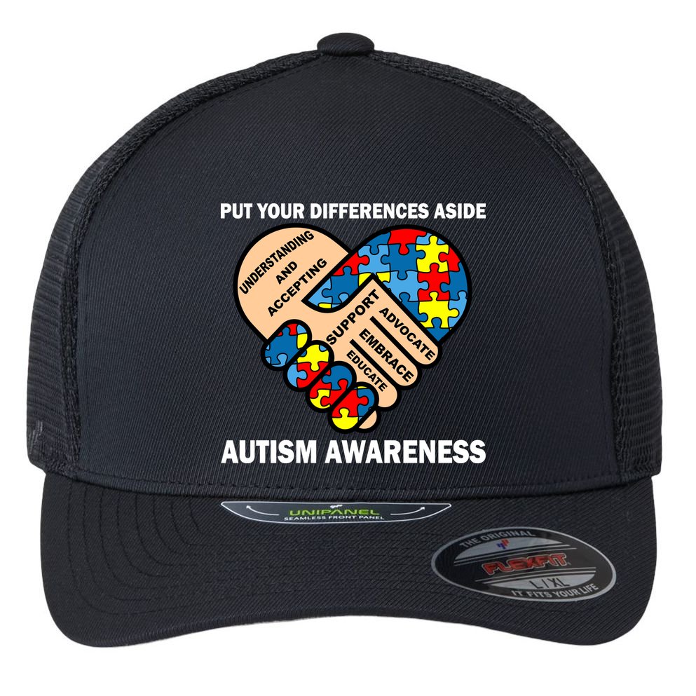 Put Your Differences Aside Autism Awareness Flexfit Unipanel Trucker Cap