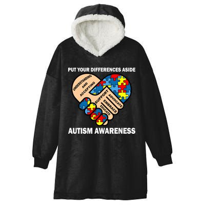 Put Your Differences Aside Autism Awareness Hooded Wearable Blanket