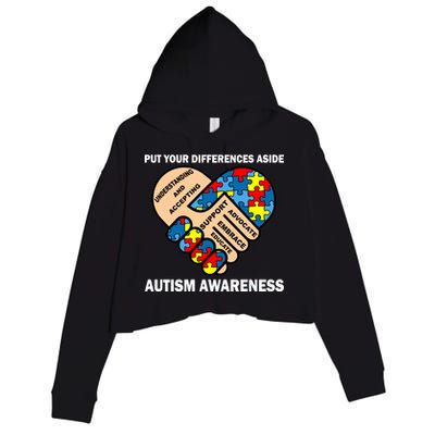 Put Your Differences Aside Autism Awareness Crop Fleece Hoodie