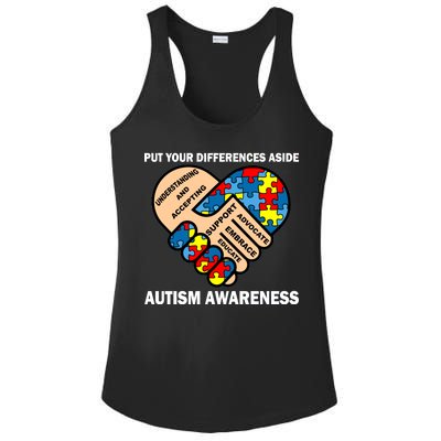 Put Your Differences Aside Autism Awareness Ladies PosiCharge Competitor Racerback Tank