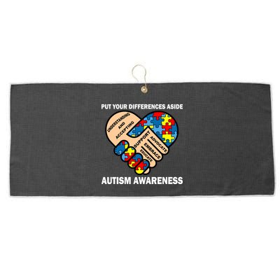 Put Your Differences Aside Autism Awareness Large Microfiber Waffle Golf Towel