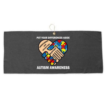 Put Your Differences Aside Autism Awareness Large Microfiber Waffle Golf Towel