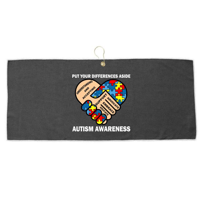 Put Your Differences Aside Autism Awareness Large Microfiber Waffle Golf Towel