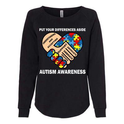 Put Your Differences Aside Autism Awareness Womens California Wash Sweatshirt