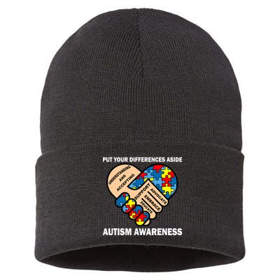 Put Your Differences Aside Autism Awareness Sustainable Knit Beanie